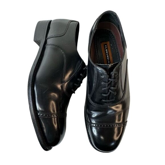 FLORSHEIM Men\'s Black Patent Lexington Cap Toe Oxford Size 9 D